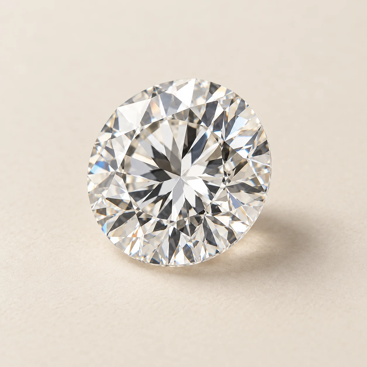 A round brilliant-cut diamond with sharply defined facets